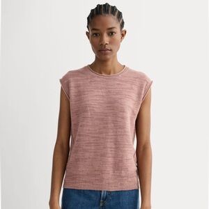 Everlane Muscle Linen Cotton Knit Coral Sleeveless Sweater T-shirt Size Medium